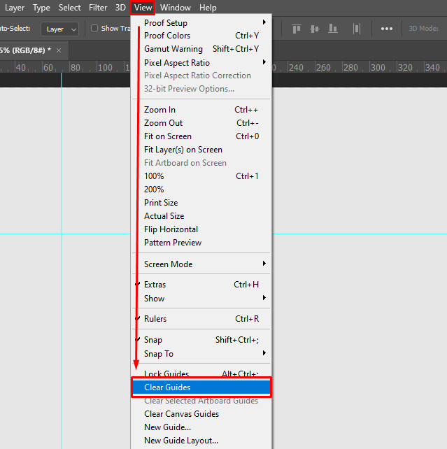 HOW TO REMOVE THE GUIDE FROM PHOTOSHOP